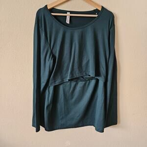 Latched Mama Long Sleeve Basics Nursing Top Green 1x